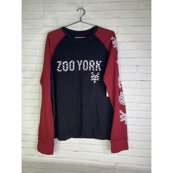 Zoo York Logo Graphic Print Long Sleeve Tee T-Shirt Black Red Young Mens Size L - Picture 1 of 6